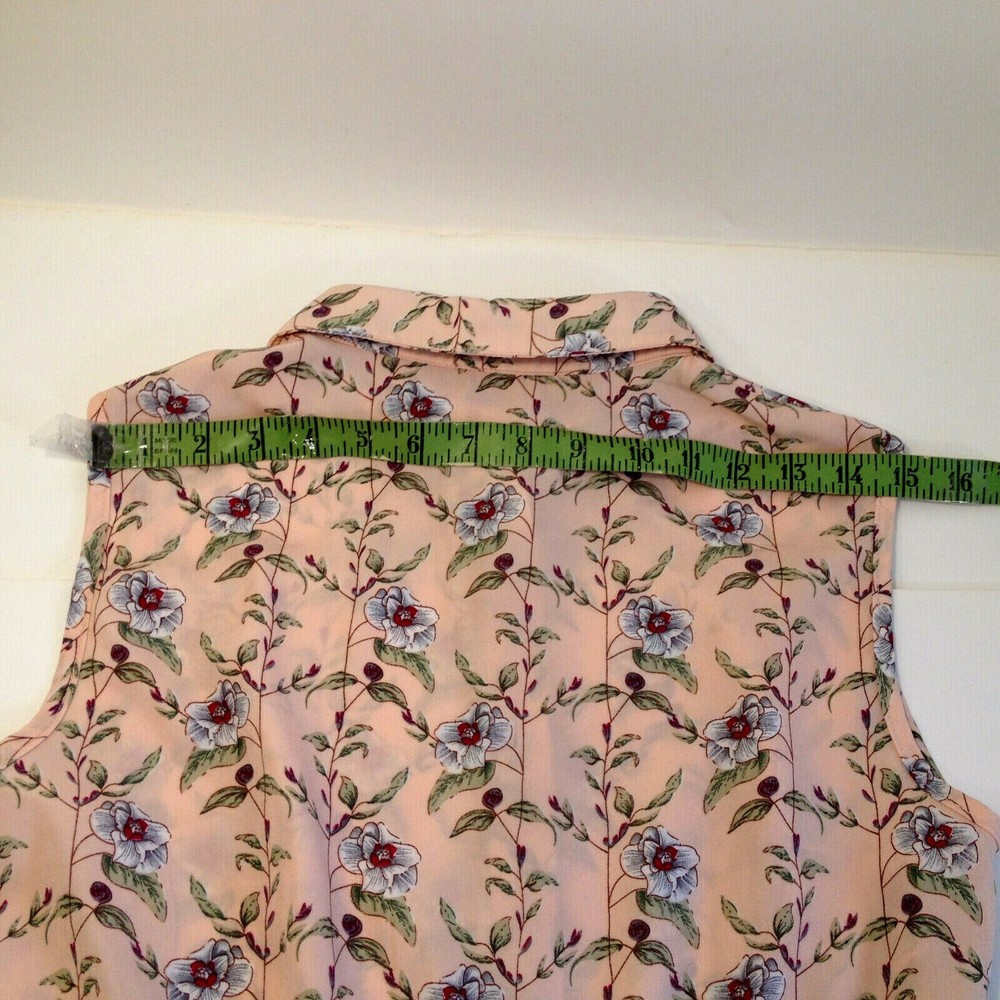 Aphratti Dress Sleeveless Collared Button Top Designed w/ Roses Size Small - Picture 9 of 12